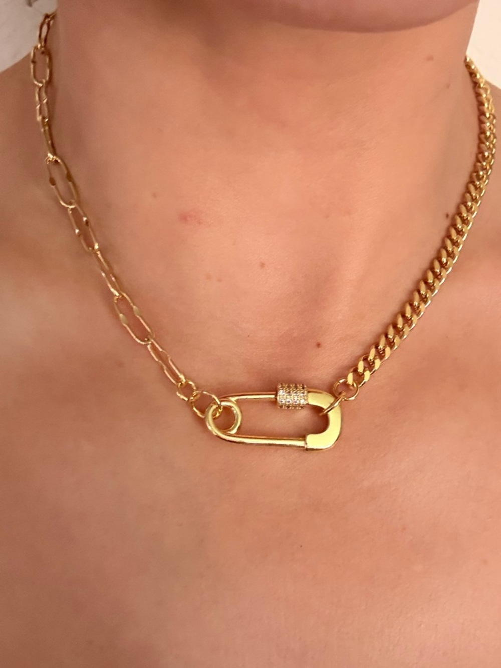 Gold Two-Tone Chain Link Necklace